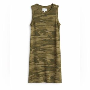 Current/Elliott Muscle Tee Dress Camo Army Green Raw Hem‎ Small